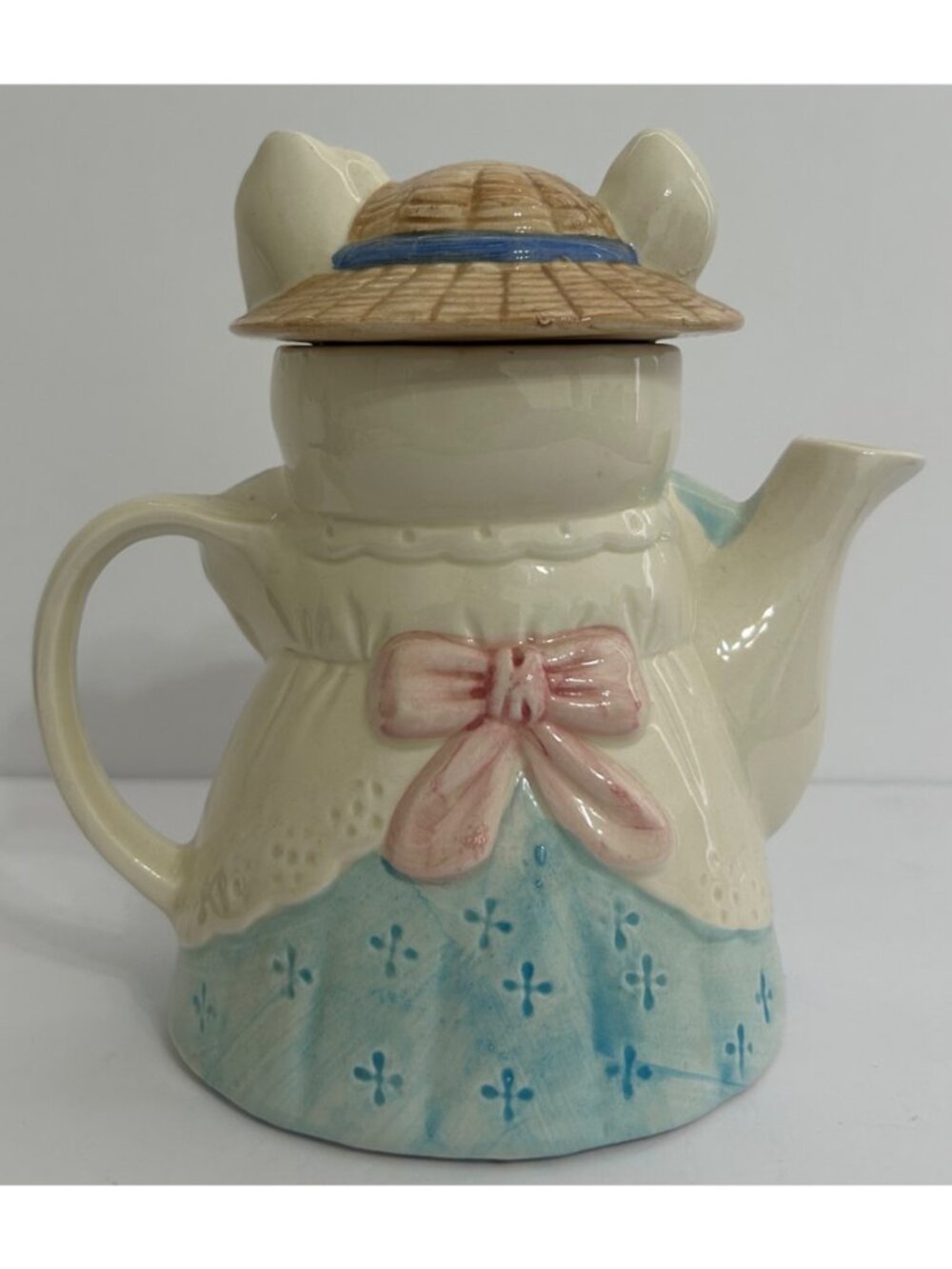 Vintage Pig Teapot Pastel Colors Floral Grannycore Cottagecore Farmhouse Kitschy - Picture 3 of 8
